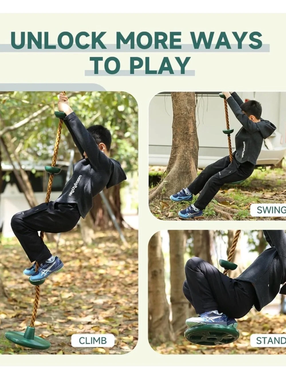 ZNCMRR Climbing Rope,Platforms & Disc Swing Seat Set,Playground Accessories 3+